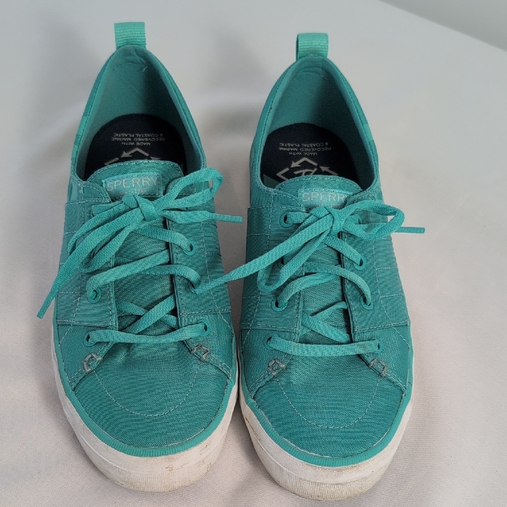 Sperry Aqua Blue Sneakers Casual Suede Low-Top